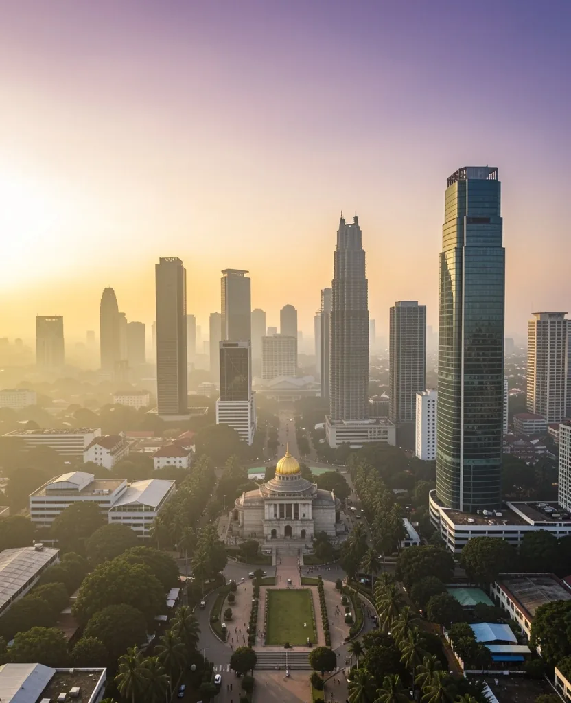 Jakarta skyline in early morning light