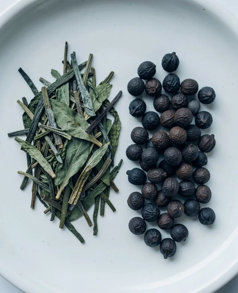Green tea leaves and guarana seeds as natural caffeine sources